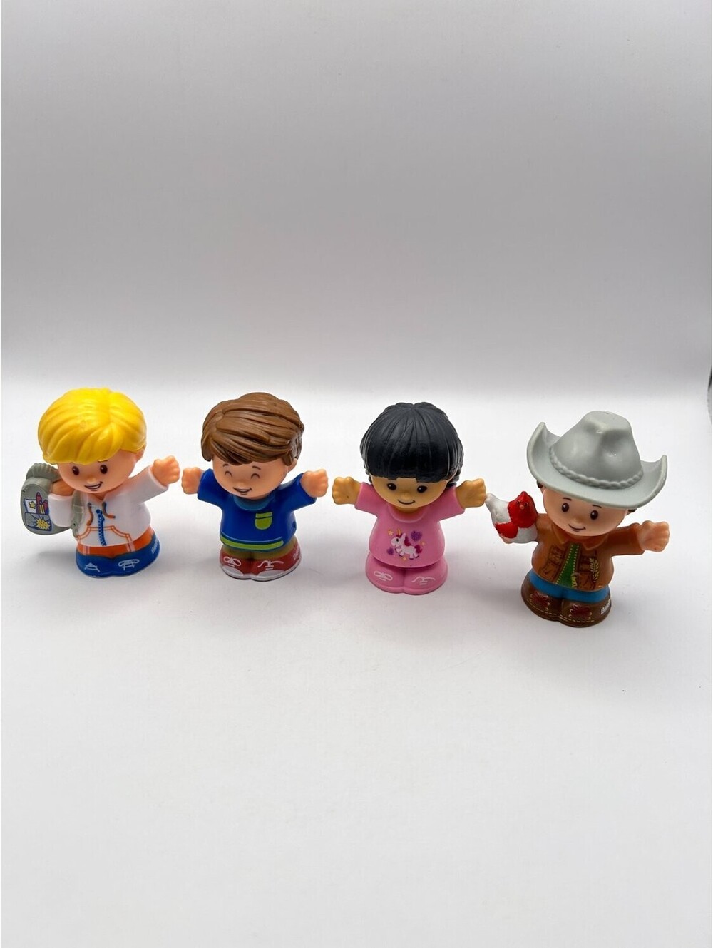 Fisher-Price Little People Lot of 4 Modern Boy Girl Cowboy Unicorn Figures Used